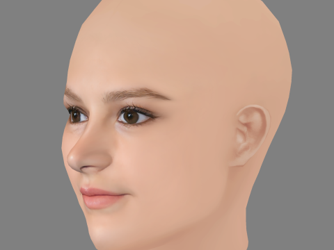 Peyton Kennedy Head - No Hair - Low poly head for game 3D Model
