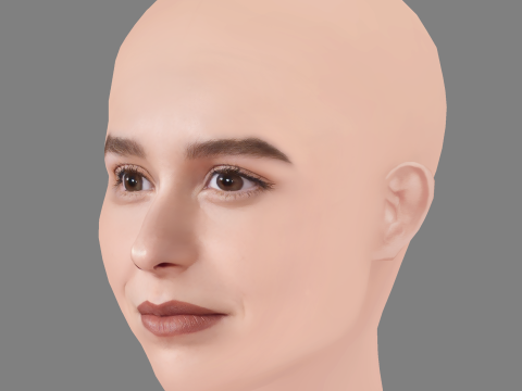 Paula Usero Head - No Hair - Low poly head for game 3D 모델
