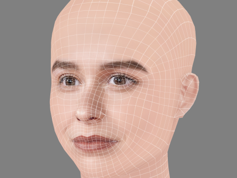 Paula Usero Head - No Hair - Low poly head for game 3D 모델