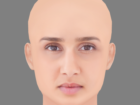 Oulaya Amamra Head - No Hair - Low poly head for game 3D Model