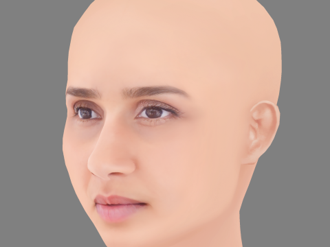 Oulaya Amamra Head - No Hair - Low poly head for game 3D Model