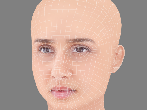Oulaya Amamra Head - No Hair - Low poly head for game 3D Model