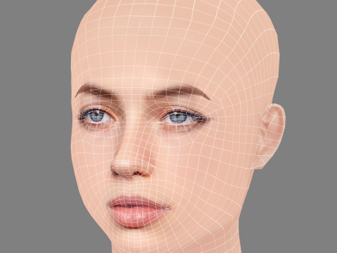 Olivia Scott Welch Head - No Hair - Low poly head for game 3D Modell