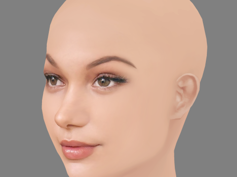 Olivia Holt Head - No Hair - Low poly head for game Modelo 3D