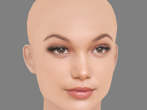Olivia Holt Head - No Hair - Low poly head for game Modelo 3D