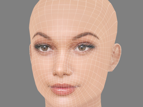 Olivia Holt Head - No Hair - Low poly head for game Modelo 3D