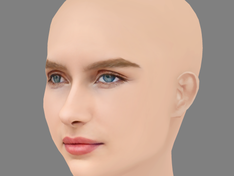 Olivia DeJonge Head - No Hair - Low poly head for game 3D Model