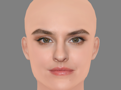 Noemie Merlant Head - No Hair - Low poly head for game 3D Model