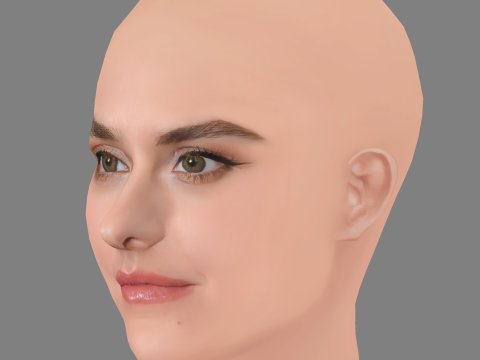 Noemie Merlant Head - No Hair - Low poly head for game 3D Model