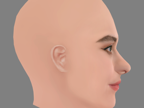 Noemie Merlant Head - No Hair - Low poly head for game 3D Model