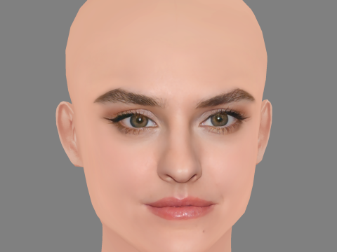Noemie Merlant Head - No Hair - Low poly head for game 3D Model