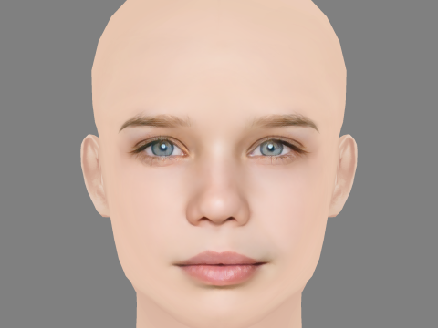 Niamh Wilson Head - No Hair - Low poly head for game Modello 3D