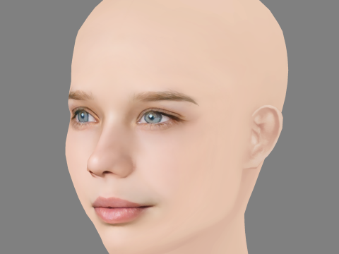 Niamh Wilson Head - No Hair - Low poly head for game Modello 3D