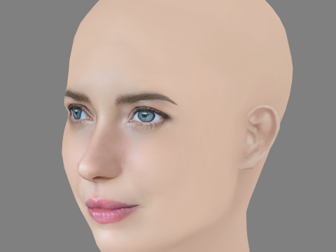 Nathalia Dill Head - No Hair - Low poly head for game Modèle 3D