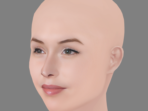 Natalie Krill Head - No Hair - Low poly head for game 3D Model