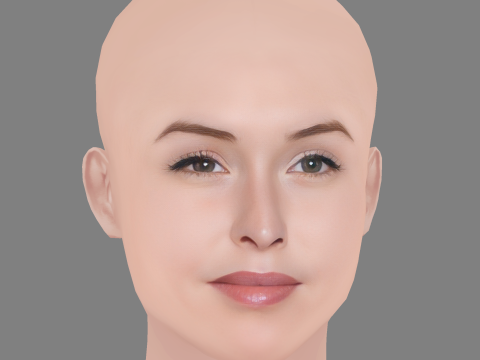 Natalie Krill Head - No Hair - Low poly head for game 3D Model