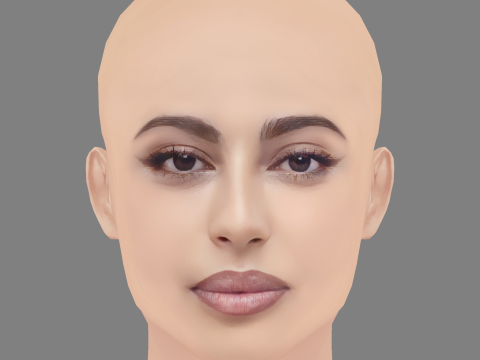 Mina El Hammani Head - No Hair - Low poly head for game Modelo 3D