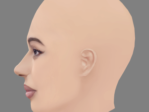 Mina El Hammani Head - No Hair - Low poly head for game Modelo 3D