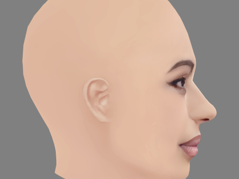 Mina El Hammani Head - No Hair - Low poly head for game Modelo 3D