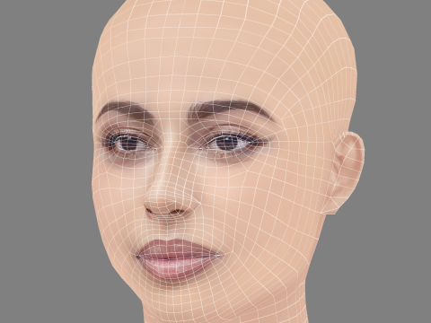 Mina El Hammani Head - No Hair - Low poly head for game Modelo 3D