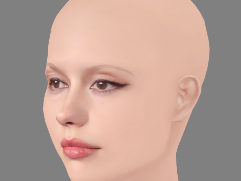 Mia Goth Head - No Hair - Low poly head for game 3D 模型