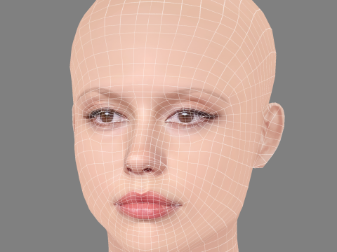 Mia Goth Head - No Hair - Low poly head for game 3D 模型