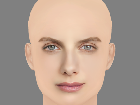 Melanie Laurent Head - No Hair - Low poly head for game Modello 3D