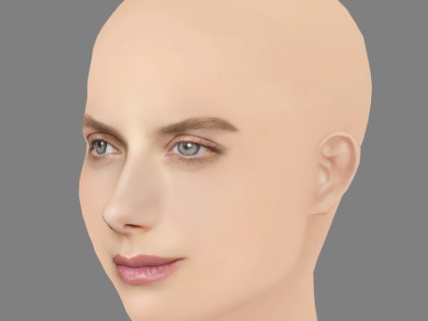 Melanie Laurent Head - No Hair - Low poly head for game Modello 3D