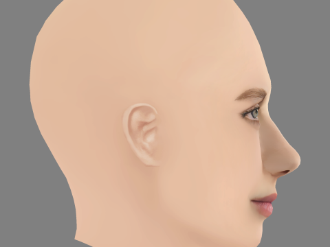 Melanie Laurent Head - No Hair - Low poly head for game Modello 3D