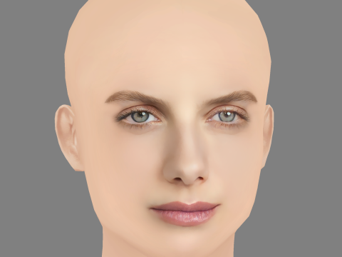 Melanie Laurent Head - No Hair - Low poly head for game Modello 3D