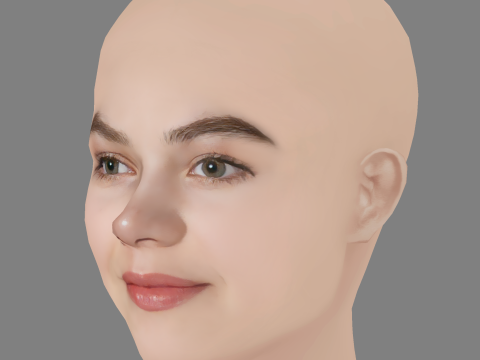 Megan Charpentier Head - No Hair - Low poly head for game Modelo 3D
