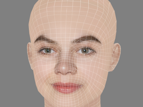 Megan Charpentier Head - No Hair - Low poly head for game Modelo 3D