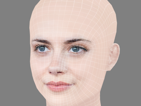 Meg Bellamy Head - No Hair - Low poly head for game Modello 3D