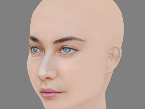 Mavournee Hazel Head - No Hair - Low poly head for game Model 3D