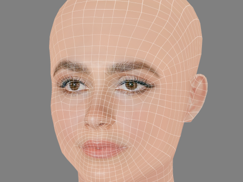 Maude Apatow Head - No Hair - Low poly head for game 3D Model