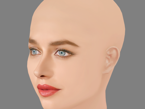 Matilde Gioli Head - No Hair - Low poly head for game Model 3D