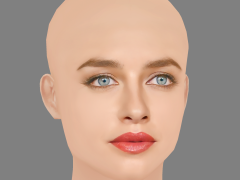 Matilde Gioli Head - No Hair - Low poly head for game Model 3D