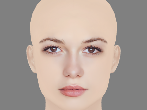 Mathilde Ollivier Head - No Hair - Low poly head for game Model 3D