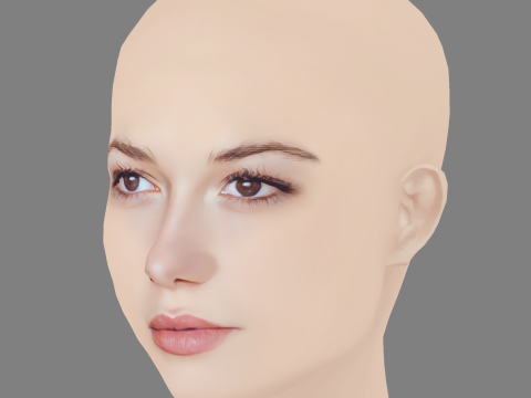 Mathilde Ollivier Head - No Hair - Low poly head for game Model 3D