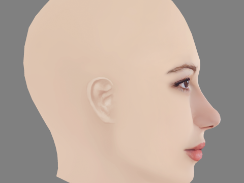 Mathilde Ollivier Head - No Hair - Low poly head for game Model 3D