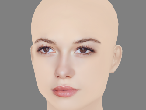 Mathilde Ollivier Head - No Hair - Low poly head for game Model 3D