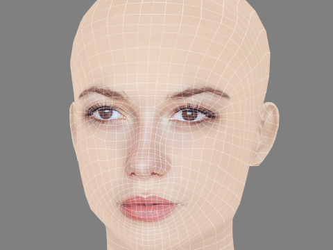 Mathilde Ollivier Head - No Hair - Low poly head for game Model 3D