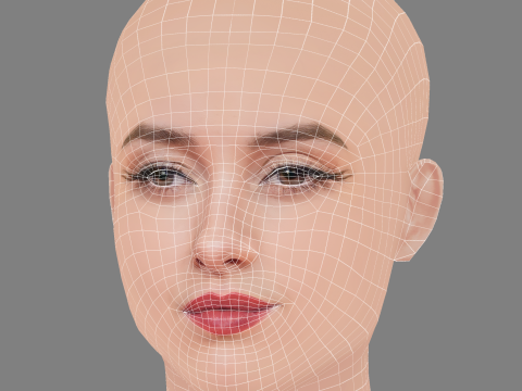 Maria de Nati Head - No Hair - Low poly head for game Modelo 3D
