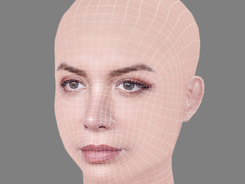 Maria Hervas Head - No Hair - Low poly head for game Modèle 3D