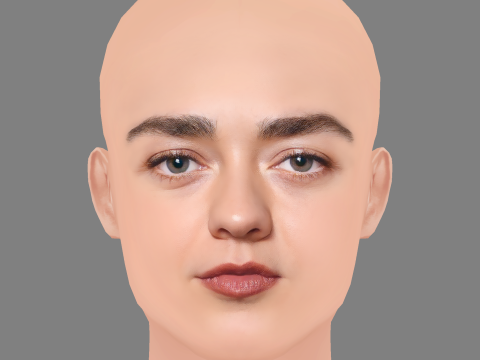Maisie Williams Head - No Hair - Low poly head for game 3D Model
