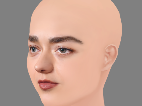 Maisie Williams Head - No Hair - Low poly head for game 3D Model