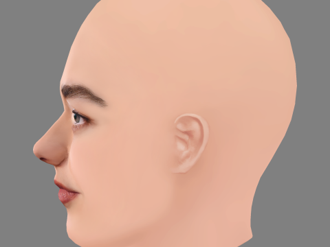 Maisie Williams Head - No Hair - Low poly head for game 3D Model
