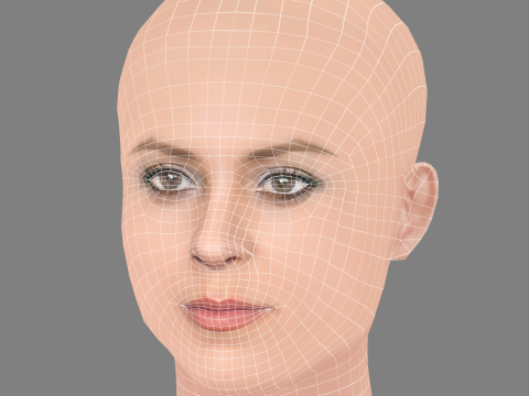 Maggie Civantos Head - No Hair - Low poly head for game Modello 3D