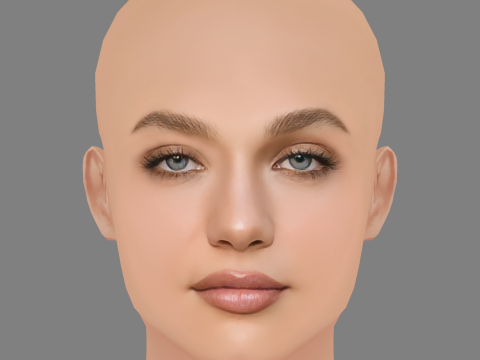 Maddie Ziegler Head - No Hair - Low poly head for game 3D मॉडल