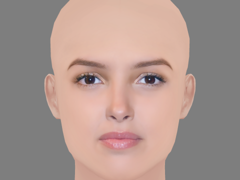 Lyna Khoudri Head - No Hair - Low poly head for game 3D Model